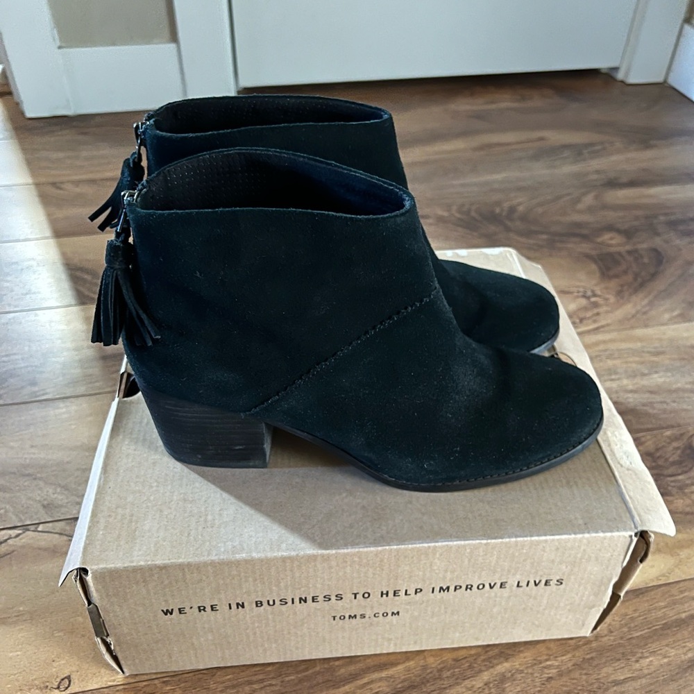 TOMS Black Suede Leila Ankle Booties - Picture 5 of 7